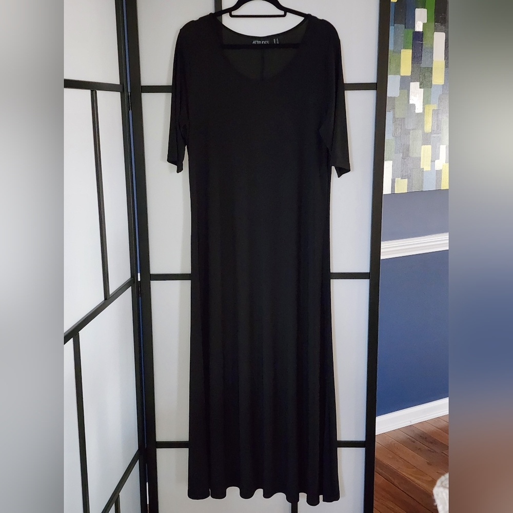 Attitudes By Renee Classic Black Maxi Dress, Sz L